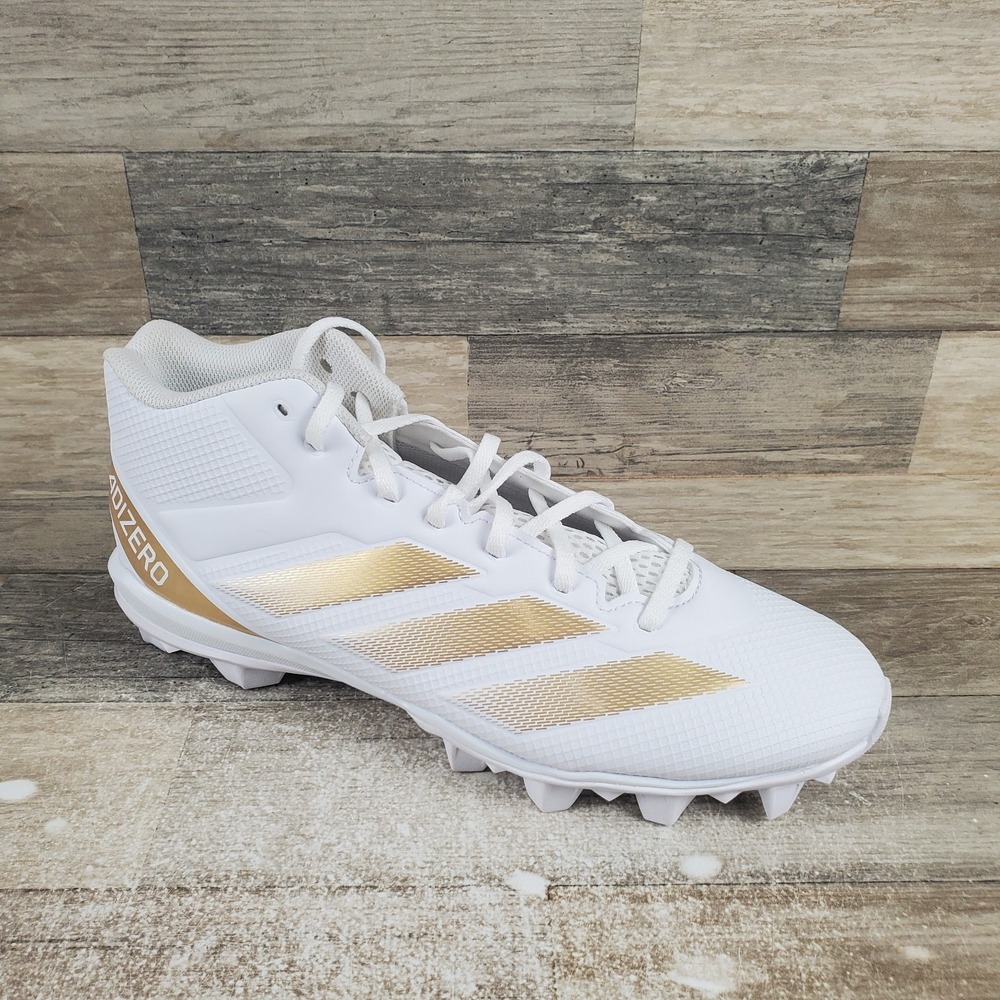 Adidas White and Gold Men's molded Cleats-11m